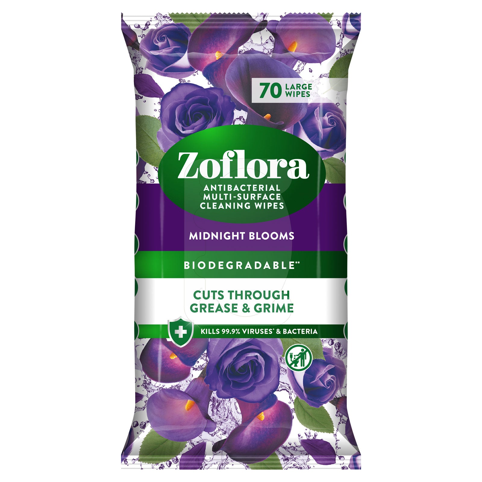 ZOFLORA Antibacterial Multisurface 70 Large Cleaning Wipes Midnight Blossom | Affordable & Durable - Product Image ZOFLORA Antibacterial Multisurface 70 Large Cleaning Wipes Midnight Blossom | Affordable & Durable - Product Image